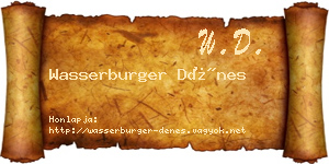 Wasserburger Dénes névjegykártya